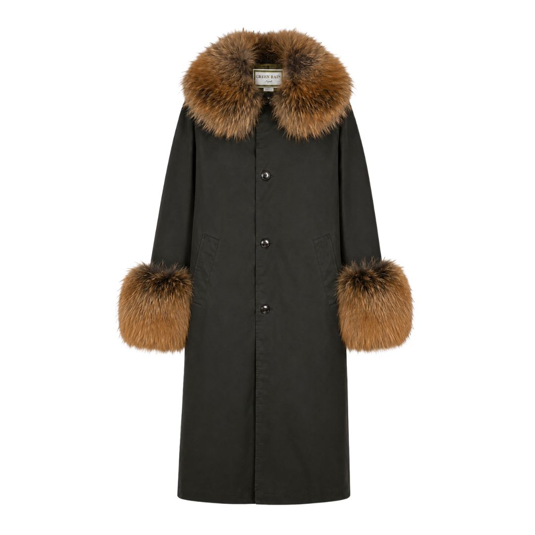 BALTHAZAR NATURAL FOX JACKET - HIGHLAND GREEN